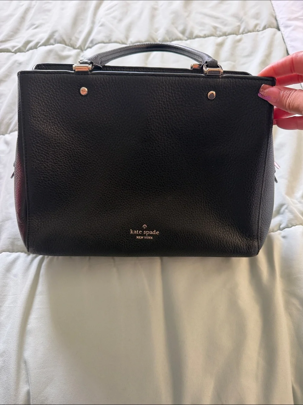 kate spade Black Pebbled Leather Top-Handle Briefcase